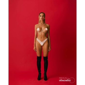 Uprząż na biust Lustique biała Obsessive S/M/L