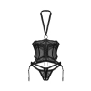 Gorset koronkowy Alliane i stringi Obsessive czarne S/M
