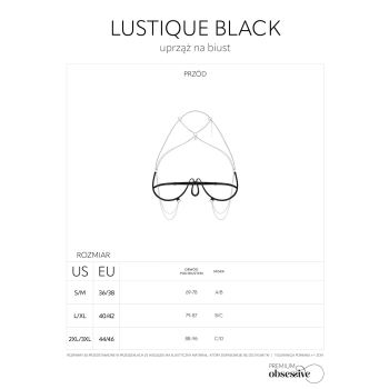 Uprząż na biust Lustique czarna Obsessive S/M/L