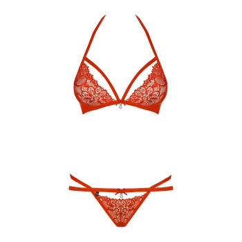 Komplet bielizny erotycznej Obsessive czerwony S/M
