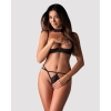 Komplet 3 częściowy Obsessive Donarella otwarty czarny M/L