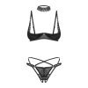 Komplet 3 częściowy Obsessive Donarella otwarty czarny M/L
