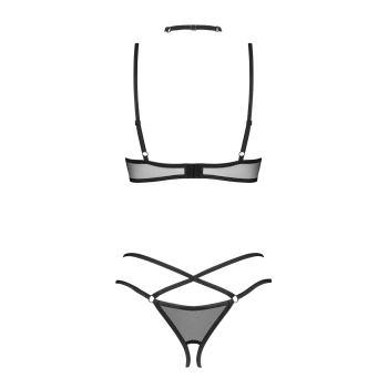 Komplet 3 częściowy Obsessive Donarella otwarty czarny M/L