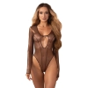 Body Soranna transparentne z długim rękawem złoty Obsessive S/M