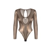 Body Soranna z długim rękawem Obsessive transparentne złote L/XL