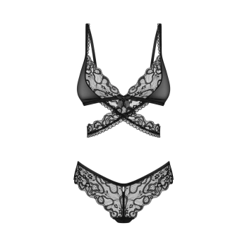Komplet bielizny Obsessive Blomentis czarny M/L