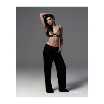 Tiulowy komplet bielizny haftowany Obsessive Vila Blanes M/L