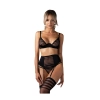 Komplet bielizny Obsessive Lune Bellis transparentny w paski czarny XL/2XL