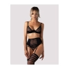 Komplet bielizny Obsessive Lune Bellis transparentny w paski czarny XL/2XL