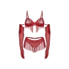 Komplet bielizny erotycznej otwarty Obsessive Rossay Red S/M
