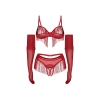 Komplet bielizny erotycznej otwarty Obsessive Rossay Red S/M