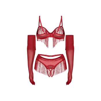 Komplet bielizny erotycznej otwarty Obsessive Rossay Red S/M