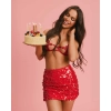 Komplet bielizny Luise Sublim Red otwarty S/M Obsessive