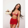 Komplet bielizny Luise Sublim Red otwarty S/M Obsessive