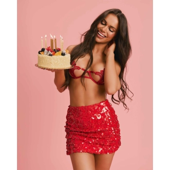Komplet bielizny Luise Sublim Red otwarty S/M Obsessive