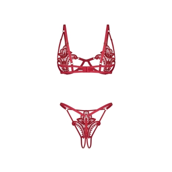 Komplet bielizny Luise Sublim Red otwarty Obsessive L/XL