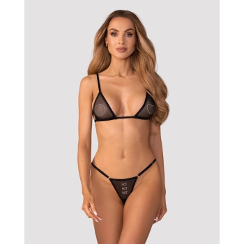 Komplet bielizny erotycznej Wet Me Obsessive transparentny czarny L/XL