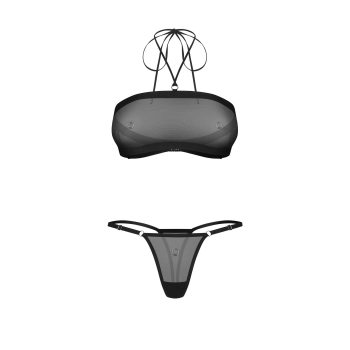 Transparentny siateczkowy komplet bielizny Obsessive Orinelle S/M