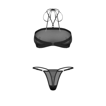 Siatieczkowy transparentny komplet bielizny Obsessive Orinelle L/XL