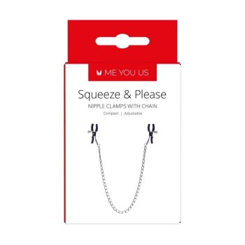 Zaciski na sutki z łańcuchem Squeeze N Please Me You Us srebrne