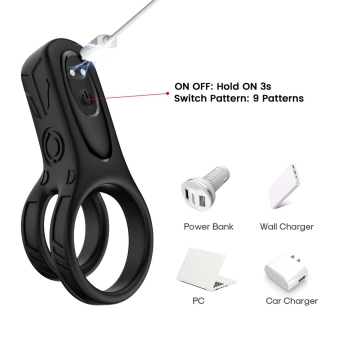 Pierścień wibrujący Mechao Black 9 funkcji USB