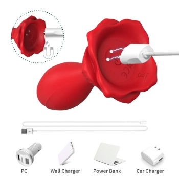 Plug analny wibrujący Rosenberg czerwony 9 funkcji USB 10 cm