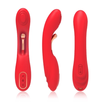 Wibrator punktu G dwupunktowy czerwony B-Series Joy USB 22 cm