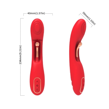 Wibrator punktu G dwupunktowy czerwony B-Series Joy USB 22 cm