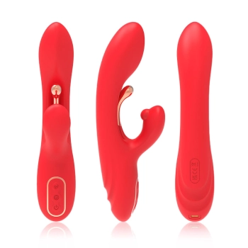 Wibrator króliczek Nirvana czerwony trójpunktowy silikonowy USB 22 cm