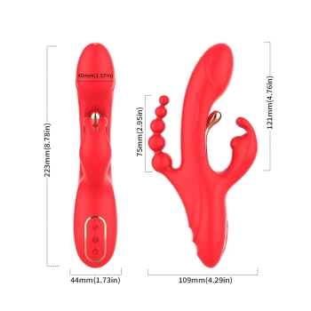 Wibrator króliczek Trident czerwony USB 22 cm