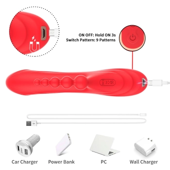 Wibrator króliczek Trident czerwony USB 22 cm