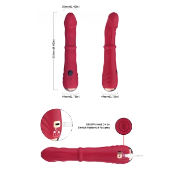 Wibrator punktu G Jackal czerwony z ruchami posuwistymi USB 22 cm