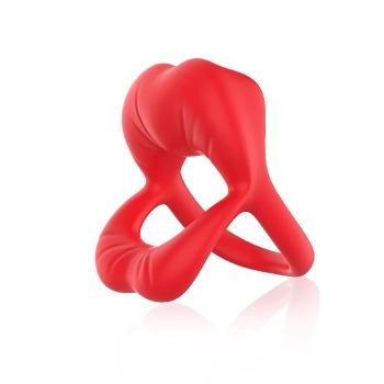 Pierścień wibrujący Big Mouth czerwony 9 funkcji B Series Joy 7 cm