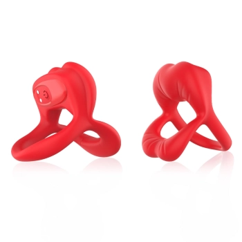 Pierścień wibrujący Big Mouth czerwony 9 funkcji B Series Joy 7 cm
