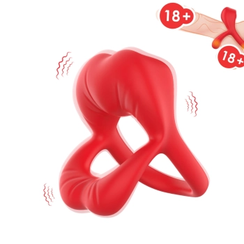 Pierścień wibrujący Big Mouth czerwony 9 funkcji B Series Joy 7 cm