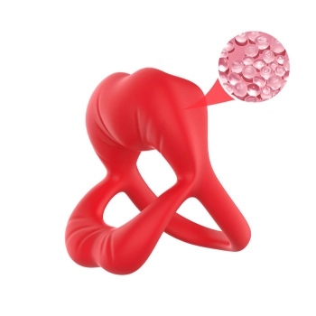 Pierścień wibrujący Big Mouth czerwony 9 funkcji B Series Joy 7 cm