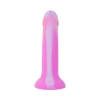 Dildo silikonowe EasyToys Candy Swirl świecące w ciemności różowe 19 cm