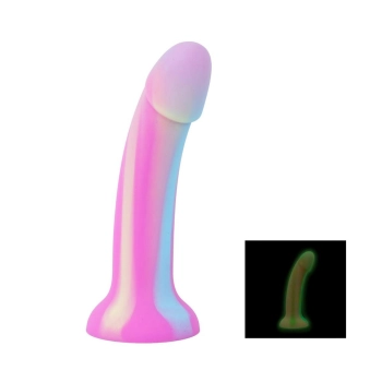 Dildo silikonowe EasyToys Candy Swirl świecące w ciemności różowe 19 cm