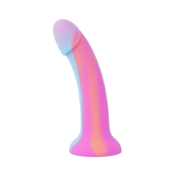 Dildo silikonowe EasyToys Candy Swirl świecące w ciemności różowe 19 cm