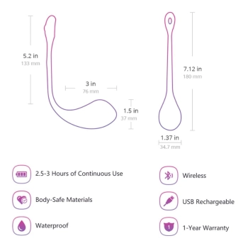 Wibrator Lovense Lush 2 sterowany aplikacją Bluetooth USB
