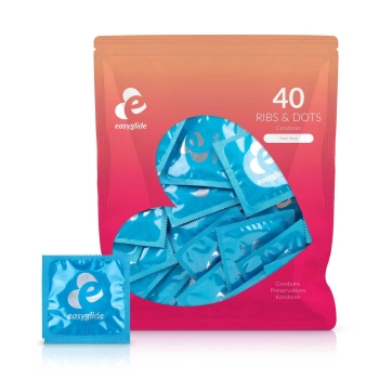 Prezerwatywy EasyGlide prążkowane kropkowane 40 szt