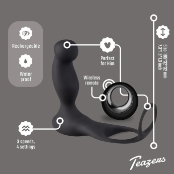 Masażer prostaty z pierścieniem Teazers pilot USB