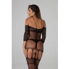 Bodystocking z paskami do podwiązek Christine czarny
