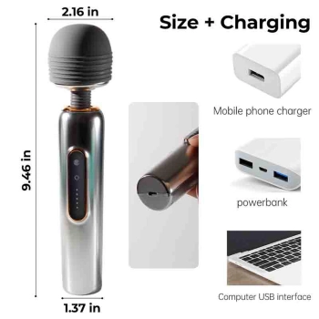 Masażer wand metaliczny silikonowy B Series Cute USB 24 cm