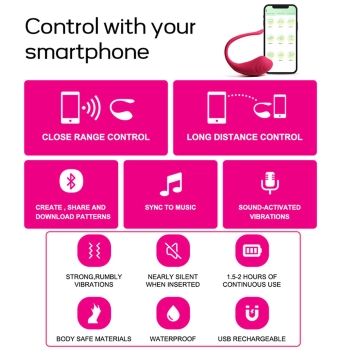 Jajeczko wibrujące App Love z aplikacją czerwone silikonowe 9,6 cm