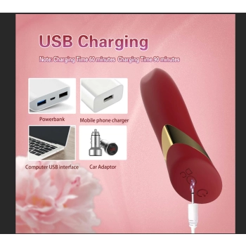 Wibrator szminkowy silikonowy czerwony B Series Cute USB 10 cm
