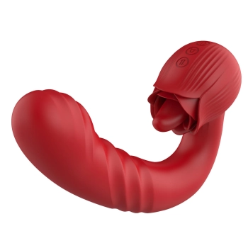Wibrator posuwisty Róża z liżącym języczkiem punkt G B Series Cute USB
