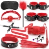 Zestaw bondage 10 elementów Fetish Fever czerwono czarny
