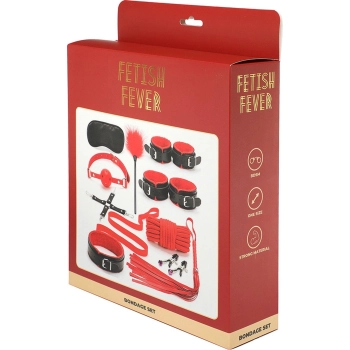 Zestaw bondage 10 elementów Fetish Fever czerwono czarny
