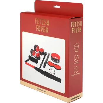 Fetish Fever - Bondage Set - 9 pieces - Red/Black